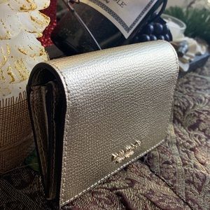 Authentic KATE SPADE Metallic Leather bifold wallet/Keychain/ID